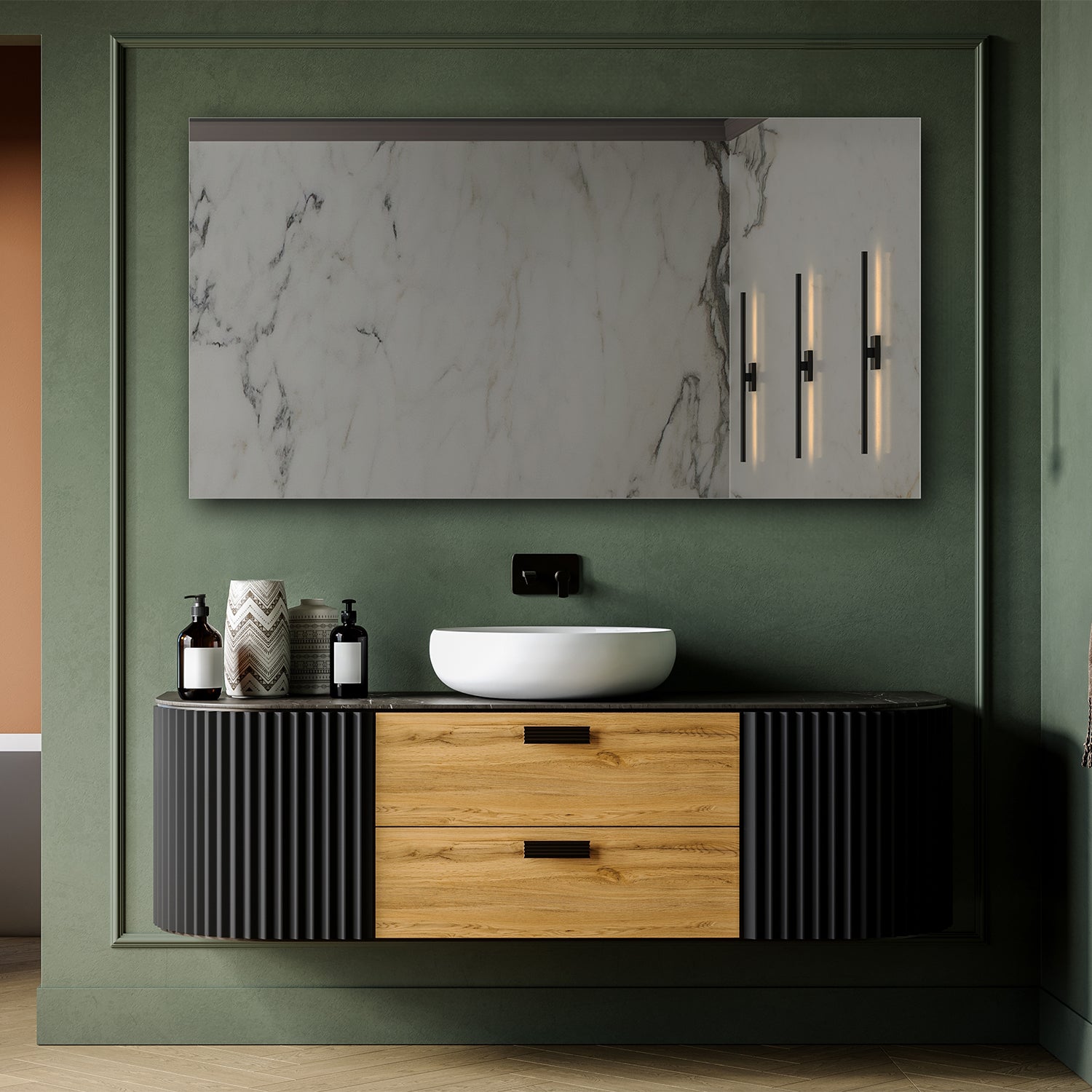 Miroir mural rectangulaire à suspendre 140x90cm – Miroir décoratif pour salon, salle de bain, entrée (L197) - 2