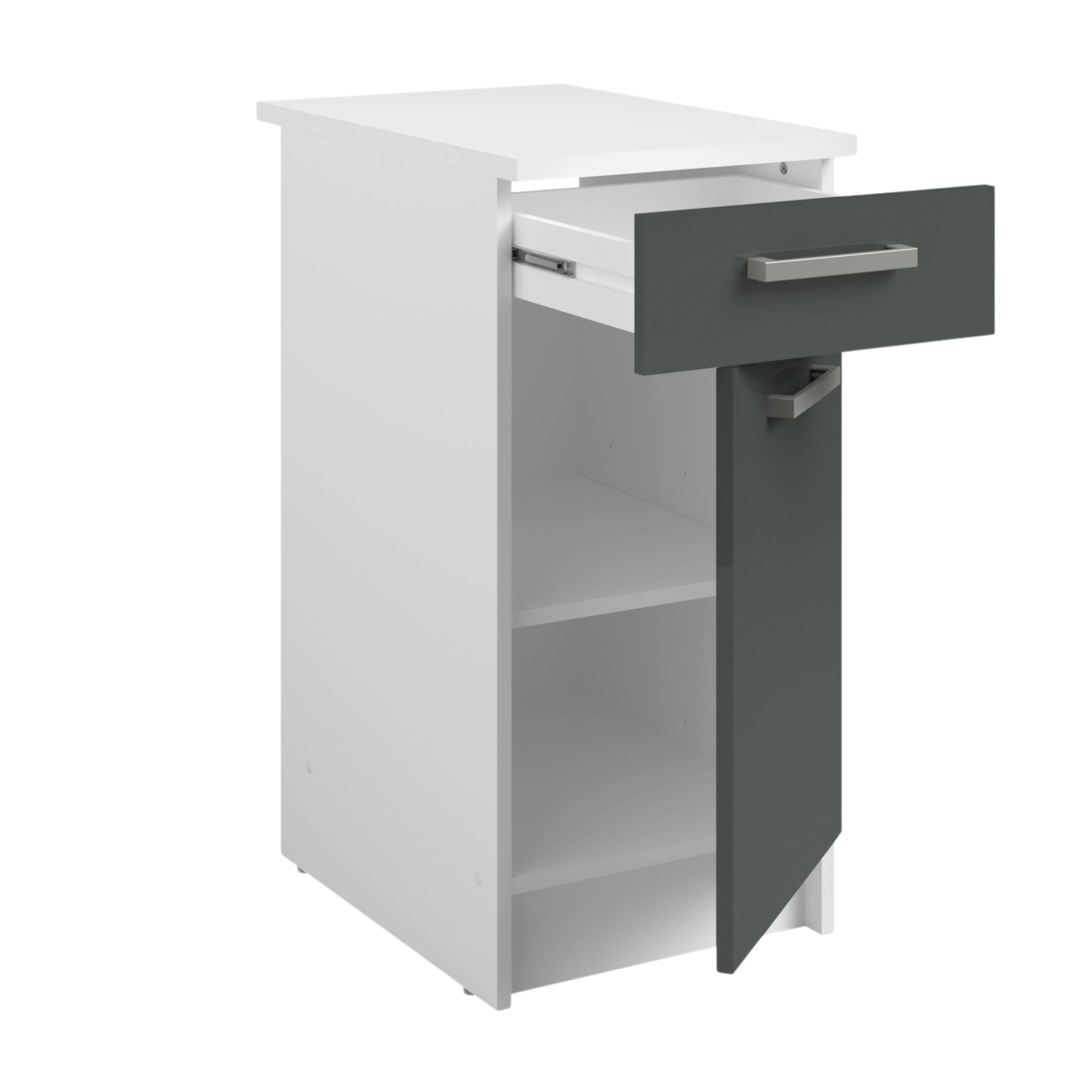 Cocina Modular Completa 300 cm, Muebles de Cocina 10 módulos Vetro Gris brillante y Blanco - 6