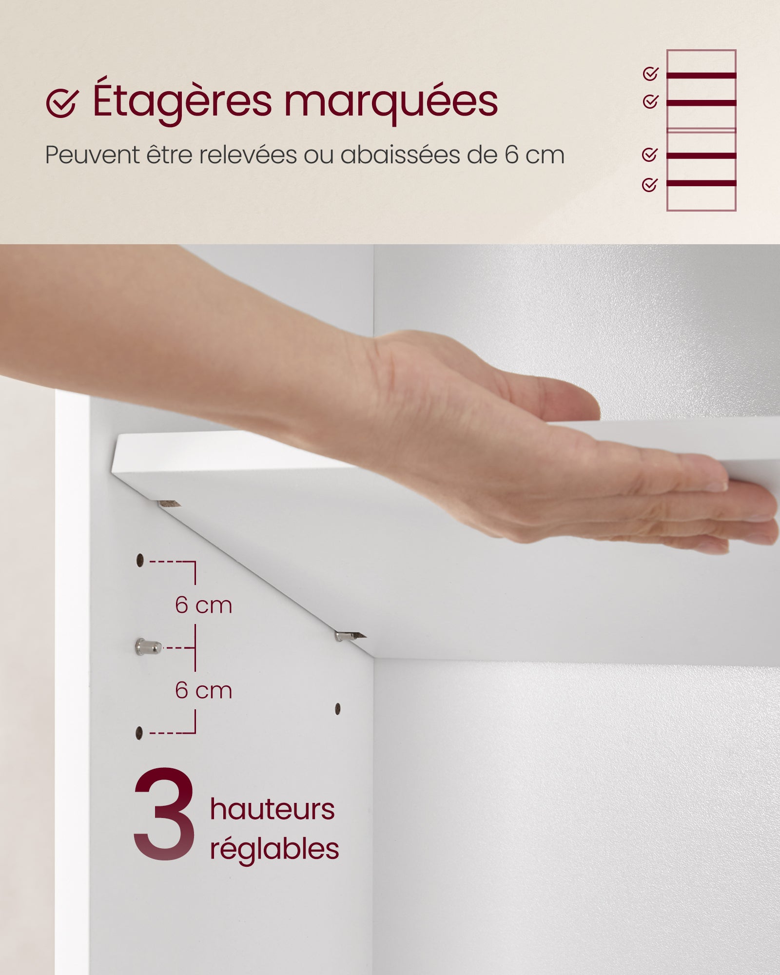 Estantería escandinava de 6 niveles en blanco, ideal para salón, estudio, oficina y dormitorio, diseño moderno y funcional, 40x24x178,5 cm - 4