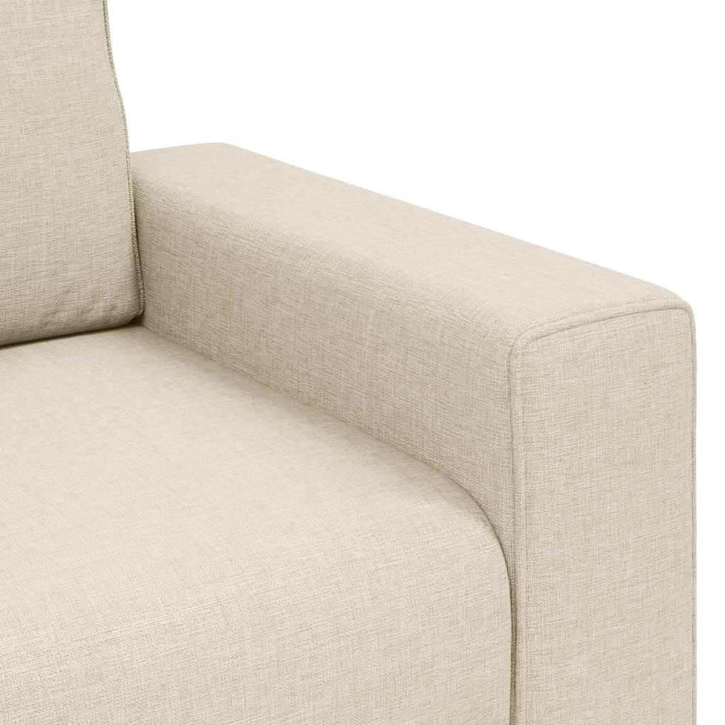 vidaXL Sofa 3 places Beige 220 cm Tissu en lin mélangé - 7