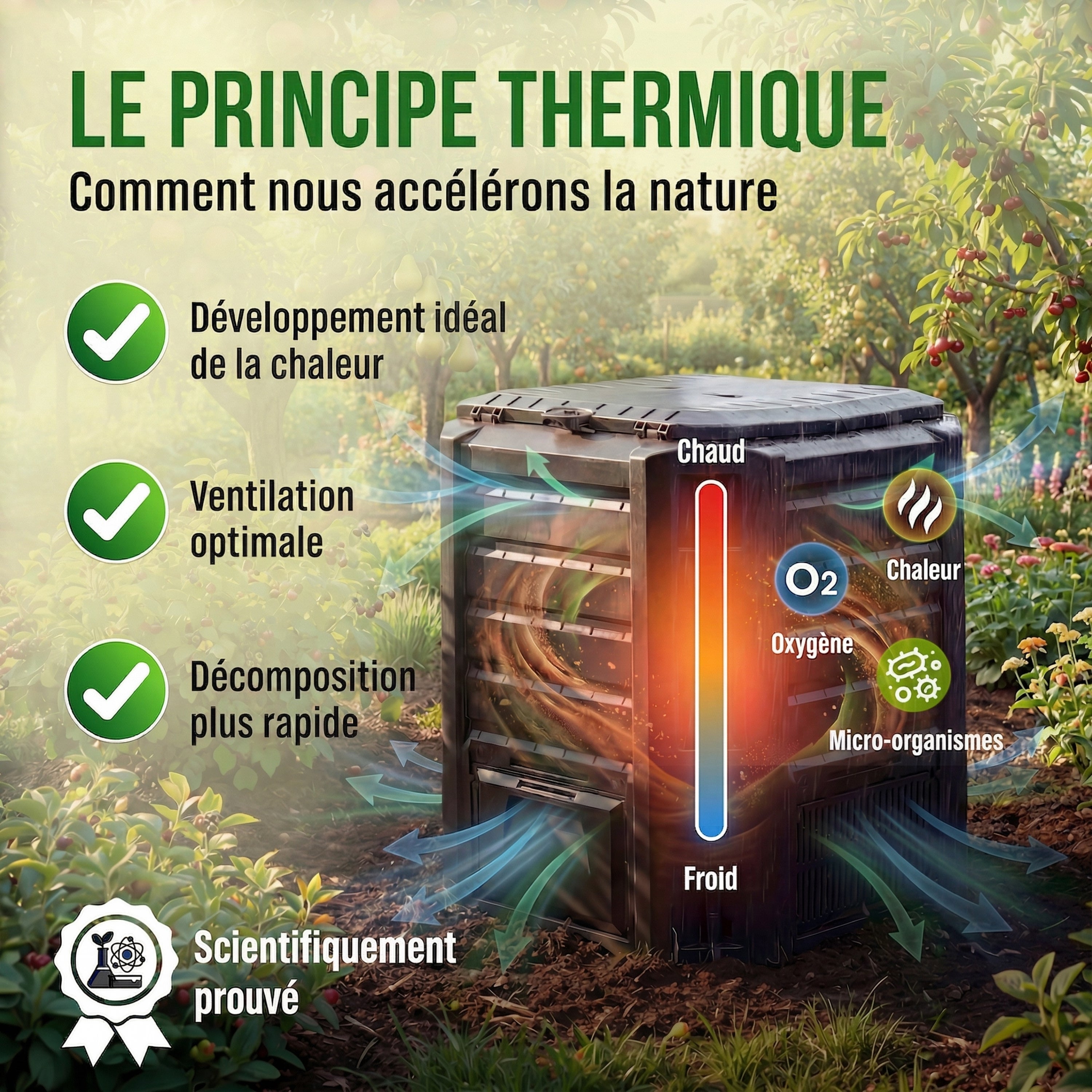 Compostador Hotbin Negro 380L 72x72x83cm - 3