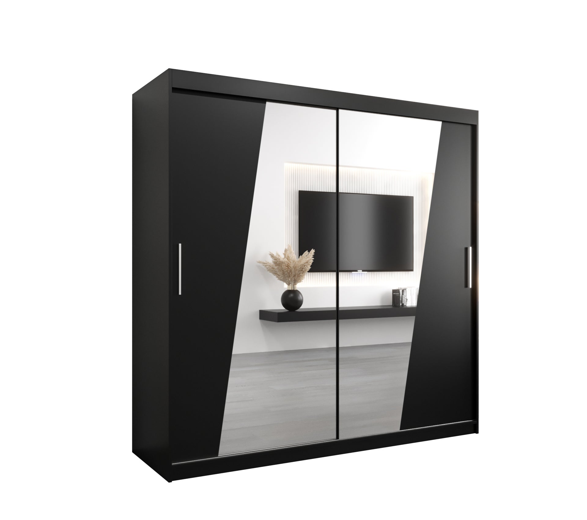 Szafa przesuwna garderoba RHOMB 200 x 62 x 200 cm Czarny - Abiks Meble