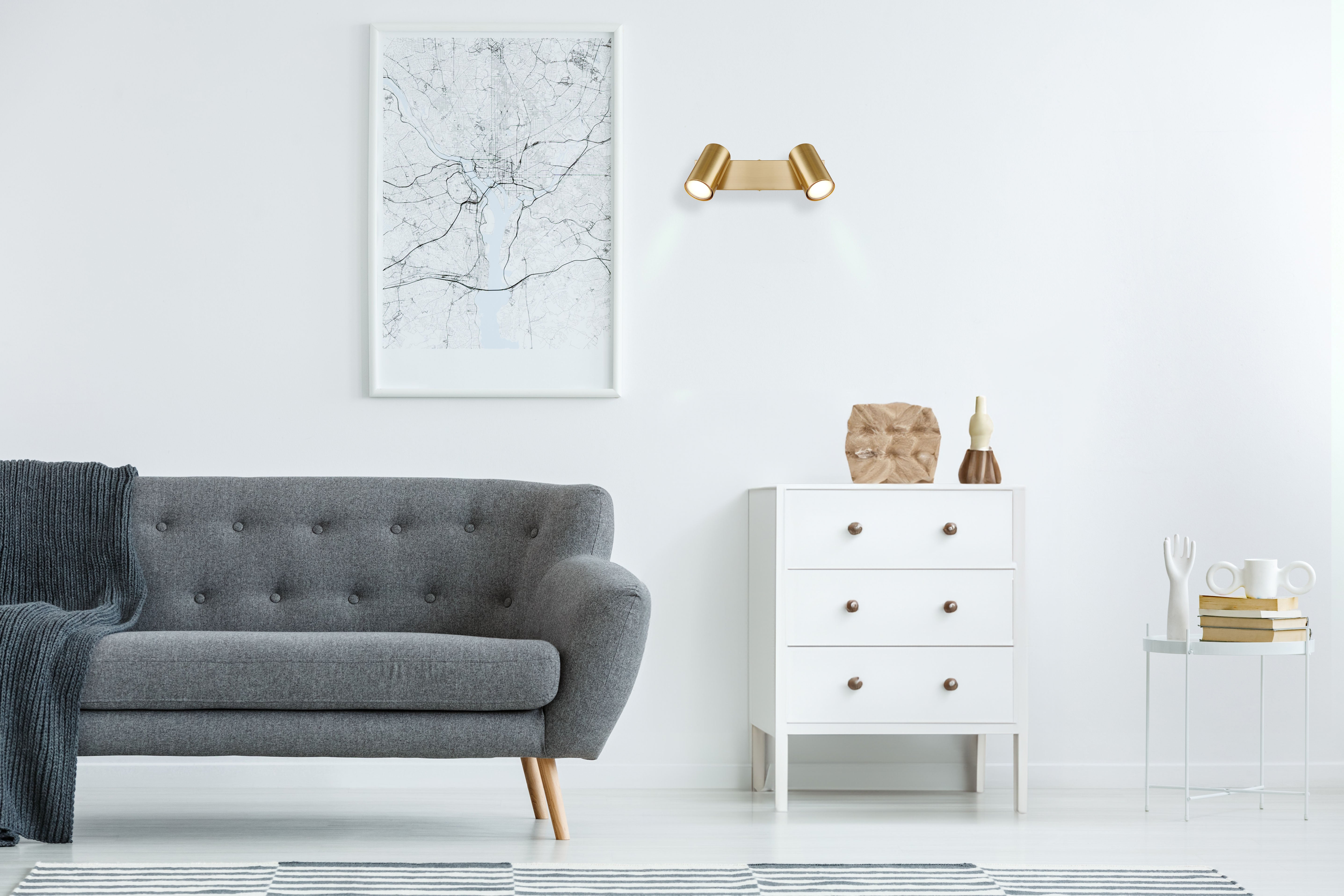 Spot métal couleur or brossé, 2x GU10 - 2