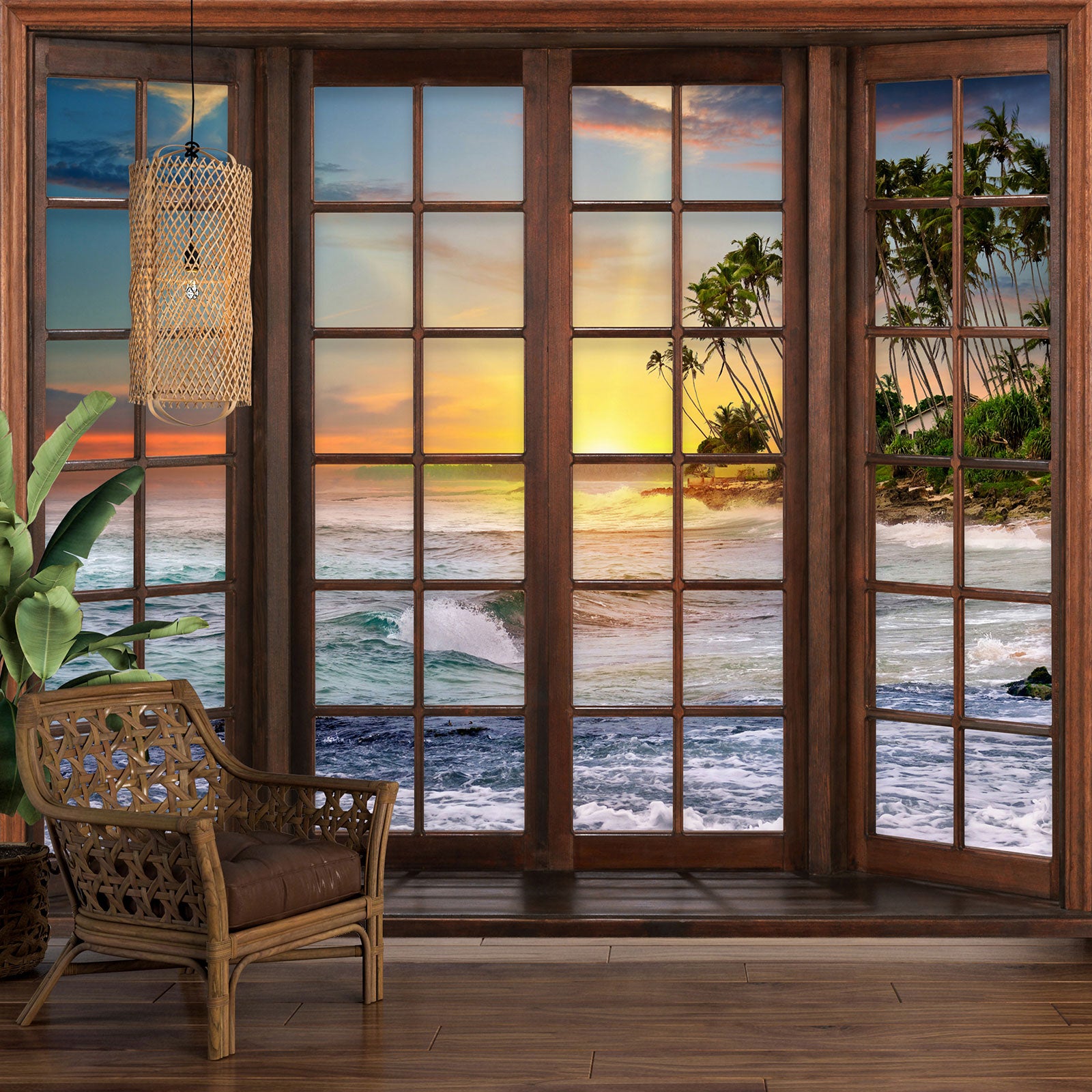 Sticker Mural Trompe-l'œil – Fenêtre Vue Sur Mer – Déco Adhesive