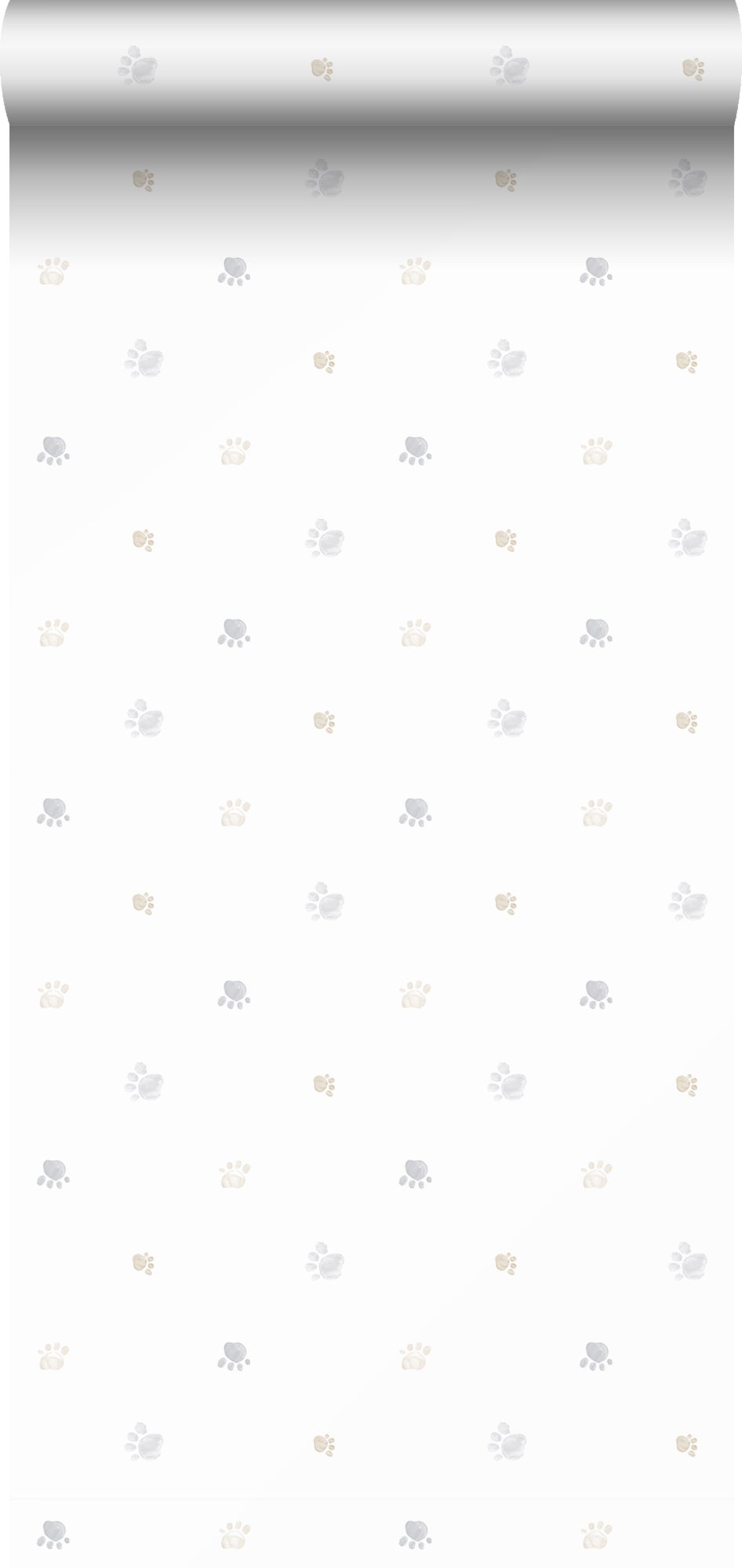 Tapeta odciski łap beżowym,szarymIbiałym - 53 cm x 10 m - SANDERS &amp; SANDERS