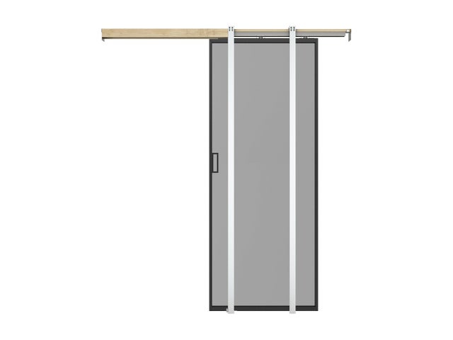 Porte coulissante avec système à galandage - aluminium et verre trempé fumé - H205 x L73 cm - LINCI II