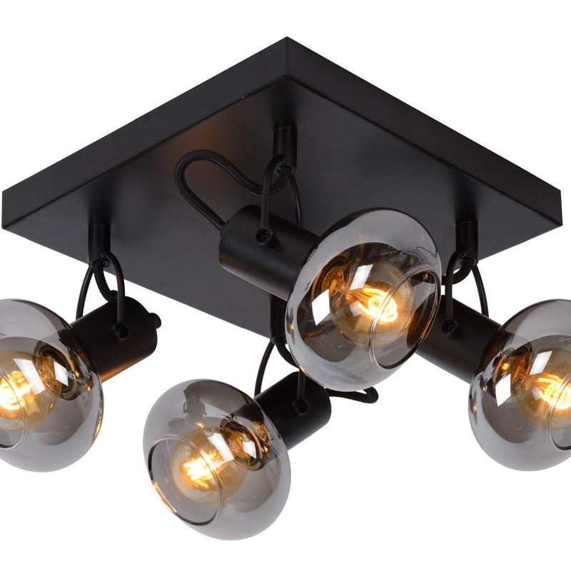 Lampa sufitowa MADEE czarna 4xE14x25W szkło wym:18x23x23cm IP20 Lucide