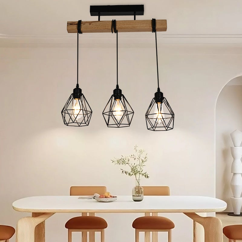 Lámpara de araña rústica de 3 luces, lámpara colgante vintage, lámpara de techo, lámpara de suspensión, lámpara de isla, altura ajustable, 55 cm - 4