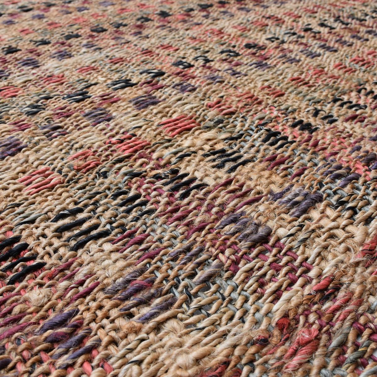 Tapis jute 120x170 fait à la main beige et bordeaux SQUARE - 7