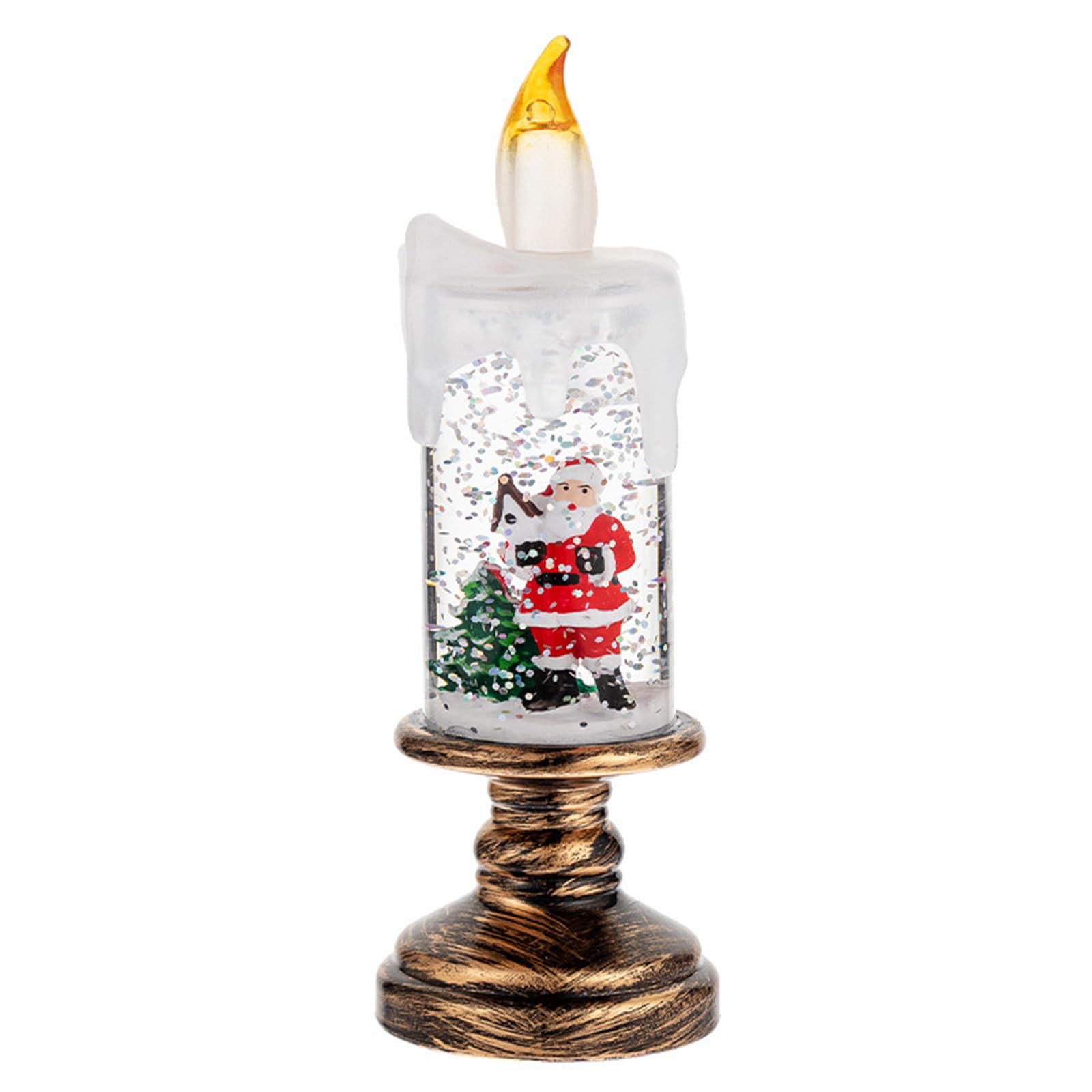 Bougeoir Ouragan Ancien Holiday Lane, Père Noël, Laiton Et Verre, Lampe à Doigt