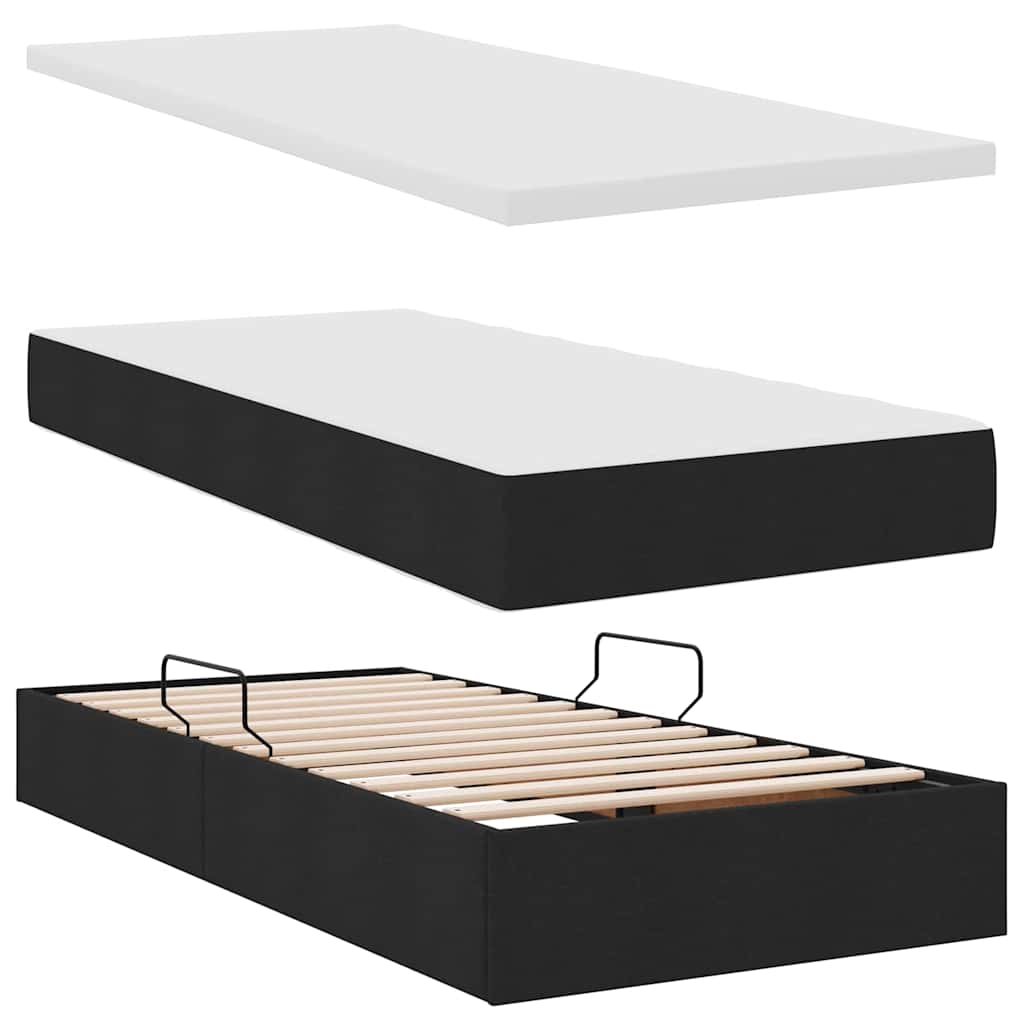 Lit avec rangement et matelas noir 90 x 190 cm en velours - 7