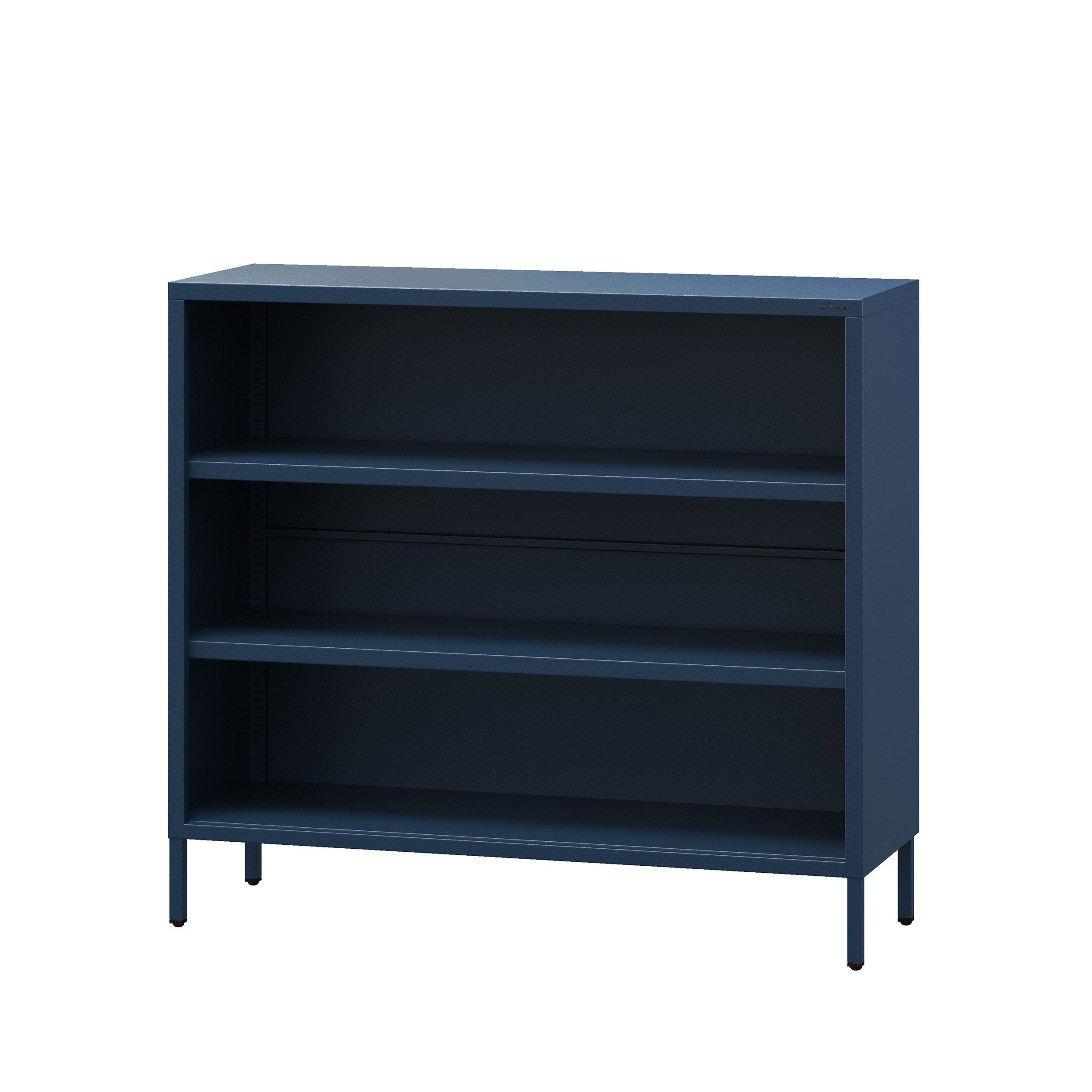 Estantería baja de metal LUCA | Mueble de almacenamiento infantil, salón, estilo industrial | 100 × 90 × 35 cm | Azul oscuro - 2