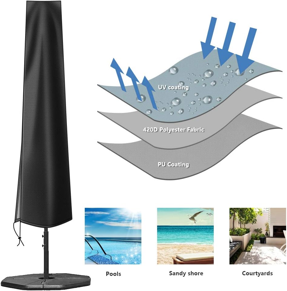 Copertura impermeabile in tessuto Oxford 600D per ombrellone da giardino con cerniera (240*57*57 cm), adatta per ombrelloni da giardino da 9 a 11 pie | Leroy Merlin