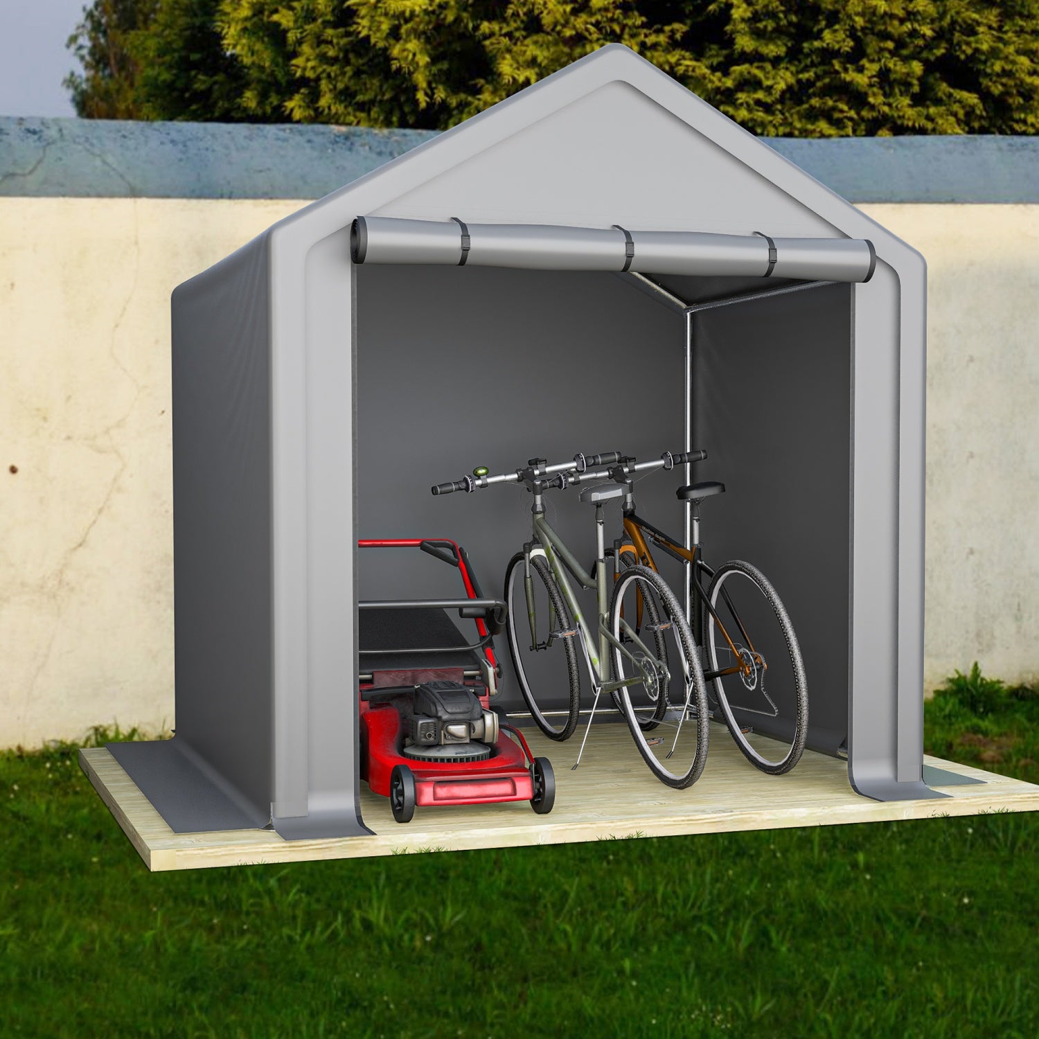 Abri à outils, garage de rangement, 190×170×200 cm, gris foncé - 6