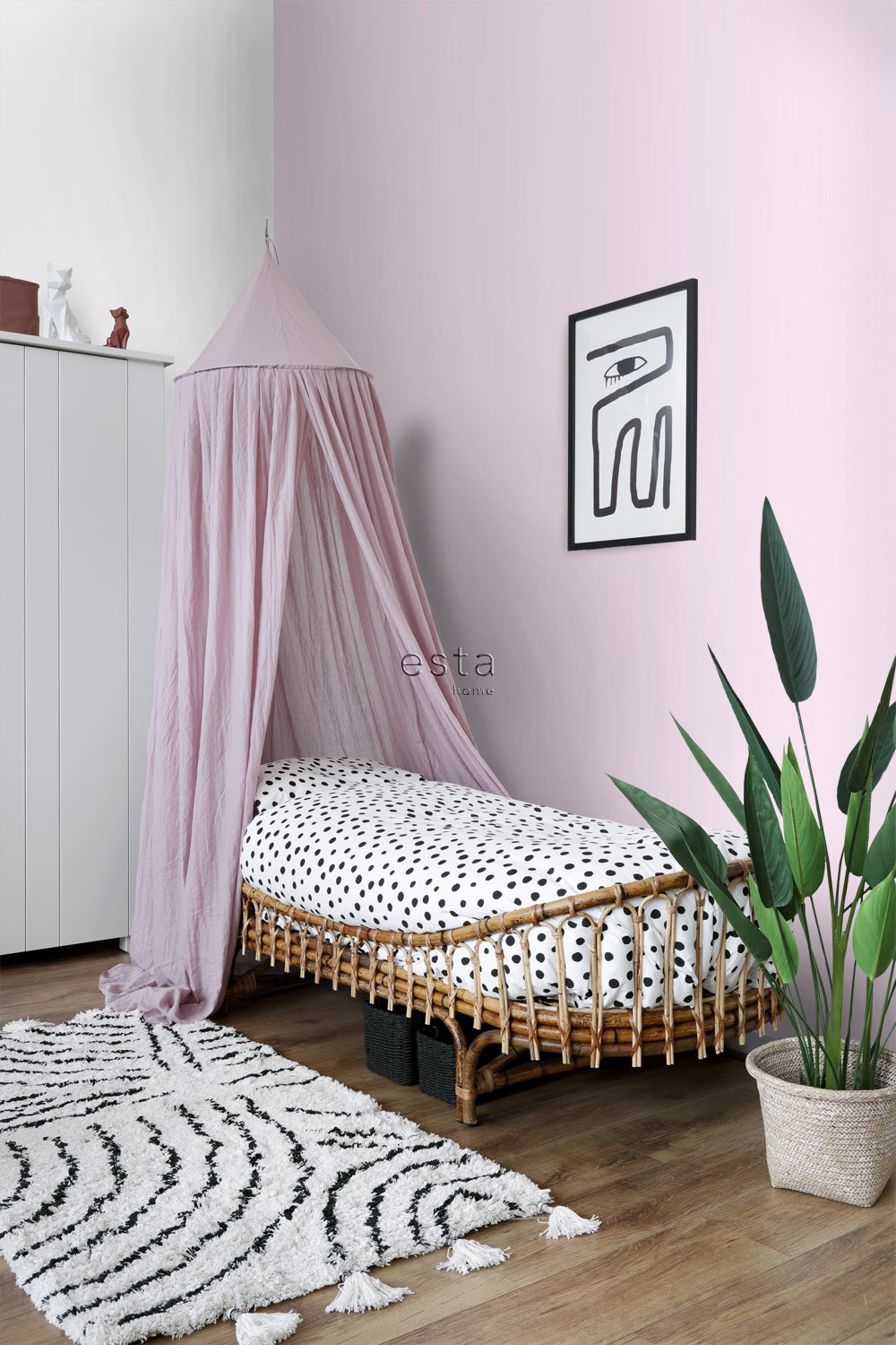 Papel Pintado De Rayas Rosa Y Beige Perlado 15014