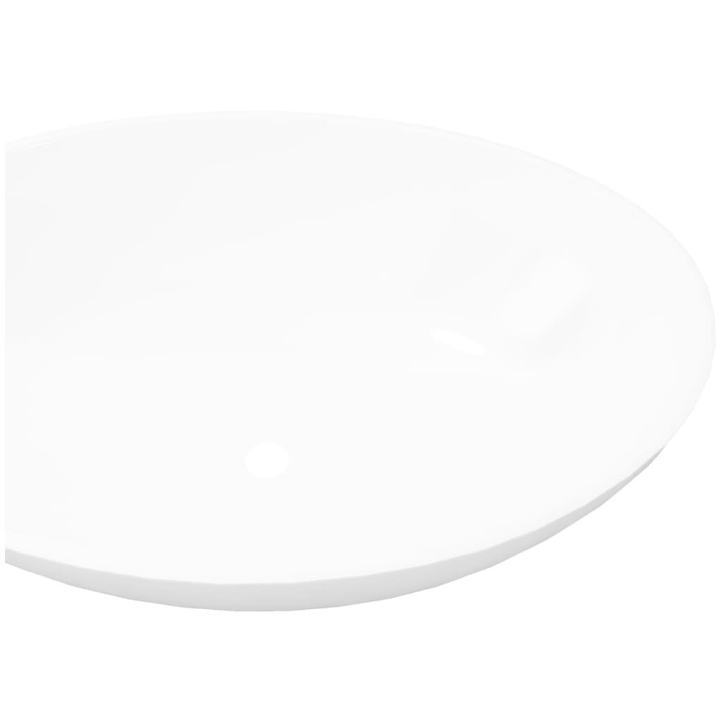 Lavabo en forme ovale Céramique 40 x 33 cm Blanc vidaXL - 5
