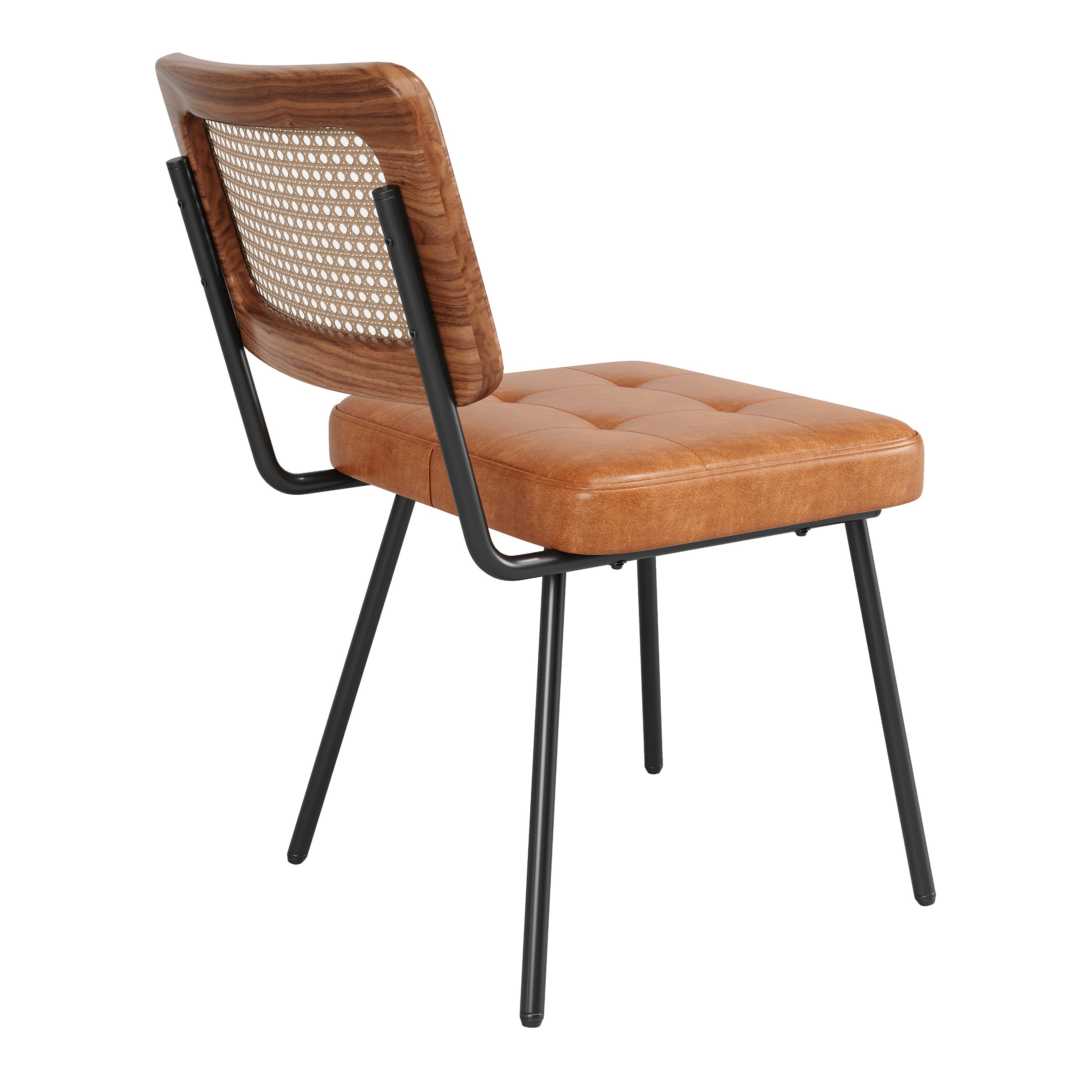Lot de 2 chaise de salle à manger sans accoudoirs - 46 x 61 x 79 cm - Cuir PU et pièds en métal - Marron - 6