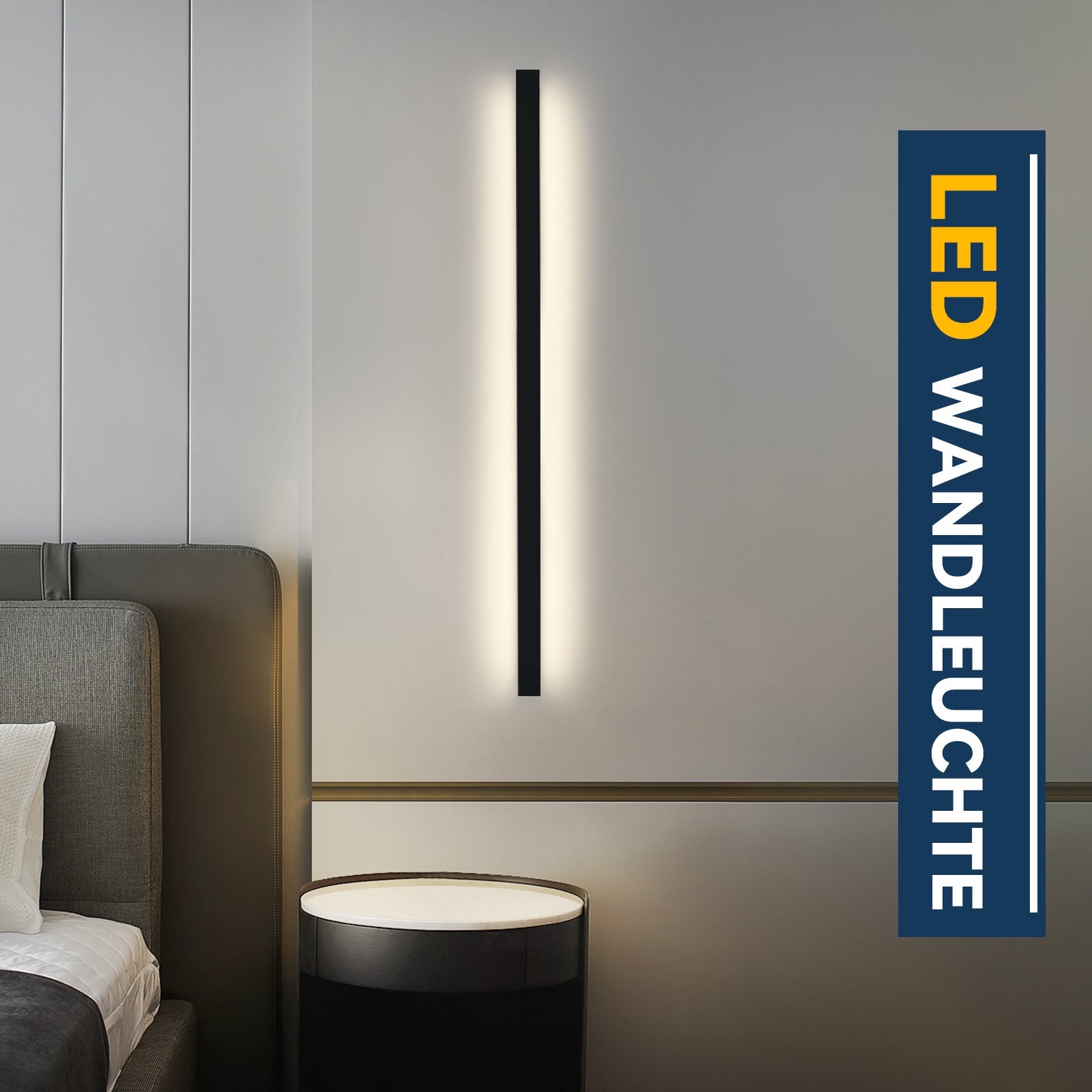 Nettlife Nowoczesny Kinkiet LED 100cm 15W, Ściemniany z Pilotem, Regulacja Barwy Światła (3000K-6500K), Lampa Góra-Dół, Czarny - 2