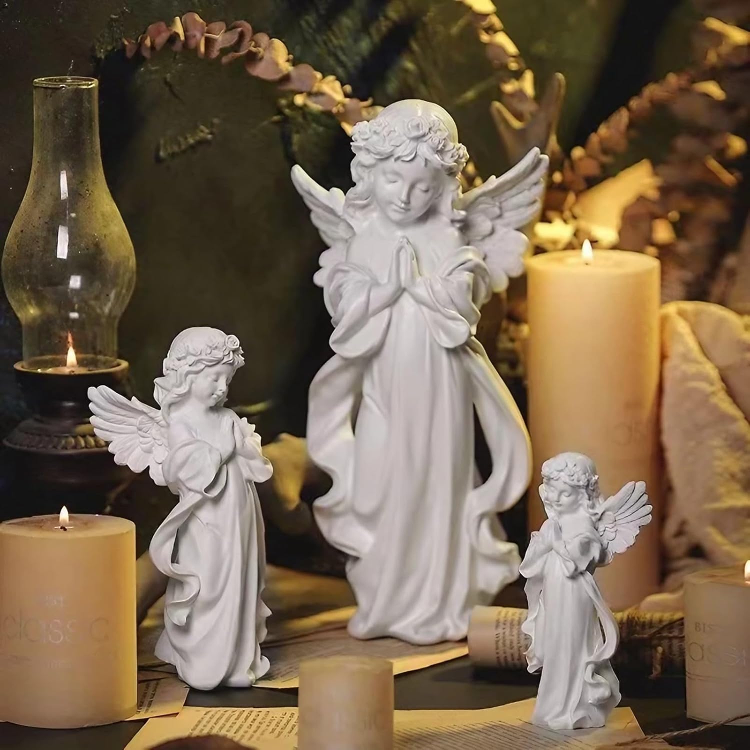 Figurine Ange Décoratif En Bois De L'Erzgebirge - 50 Cm - Avec Bougies électriques - Neuf - Décoration De Noël Allemande