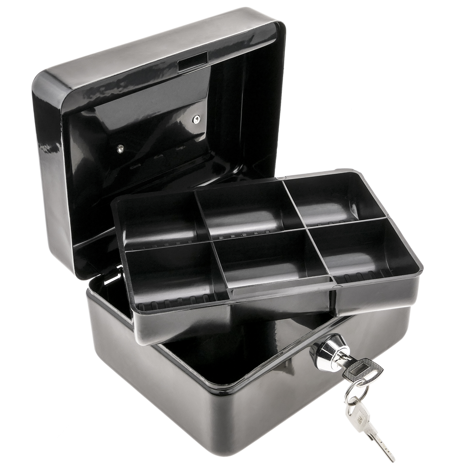 Caisse a monnaie et billets Boîte métallique portable en acier 198 x 158 x 88 mm - 5