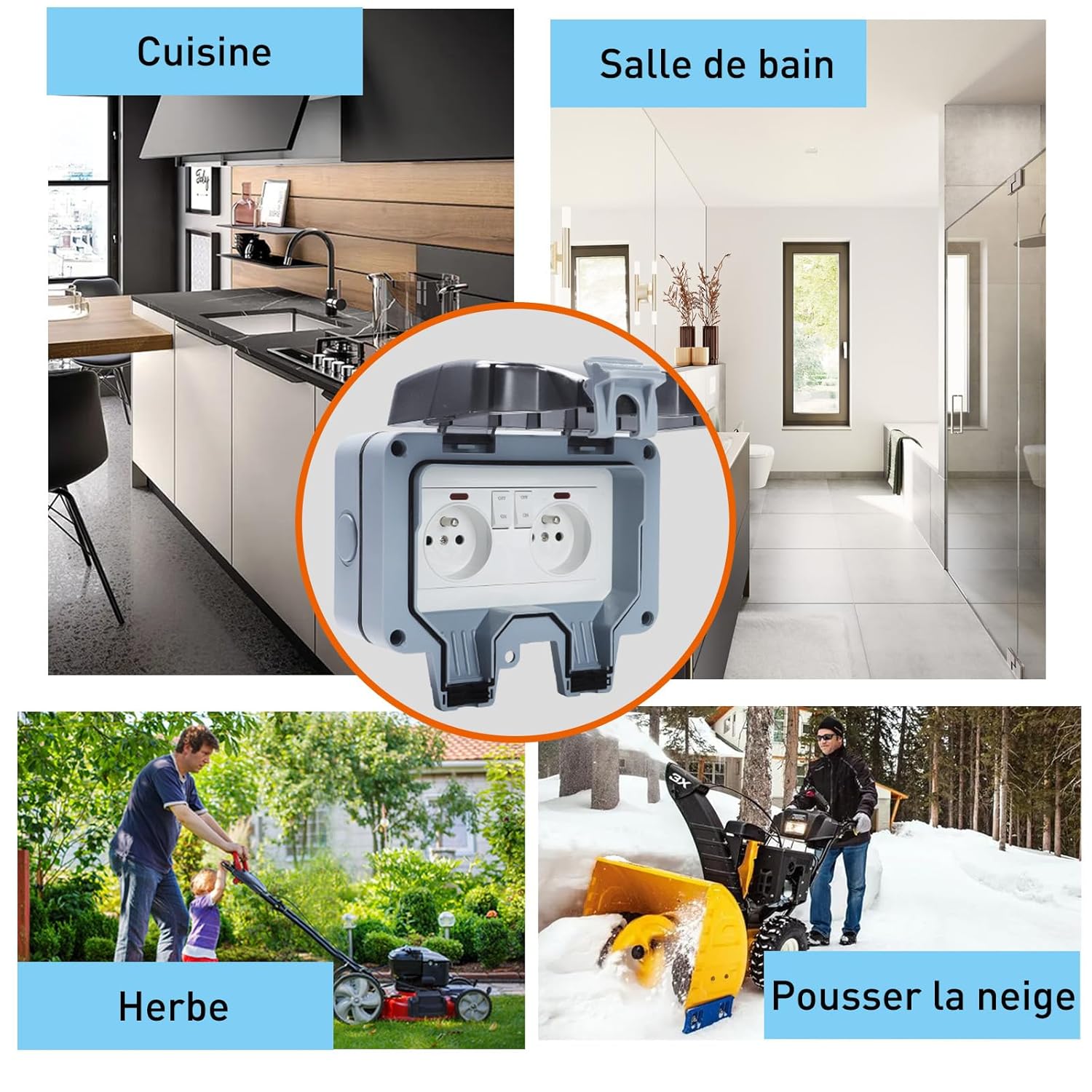 Prise de courant avec terre étanche à volet Plexo 16A 250V