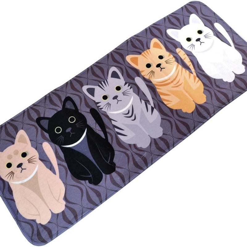 Mata flanelowa do kuchni, wejściowa, łazienkowa, antypoślizgowa, chłonna i pyłoszczelna, wzór kota, wycieraczka #50x120cm