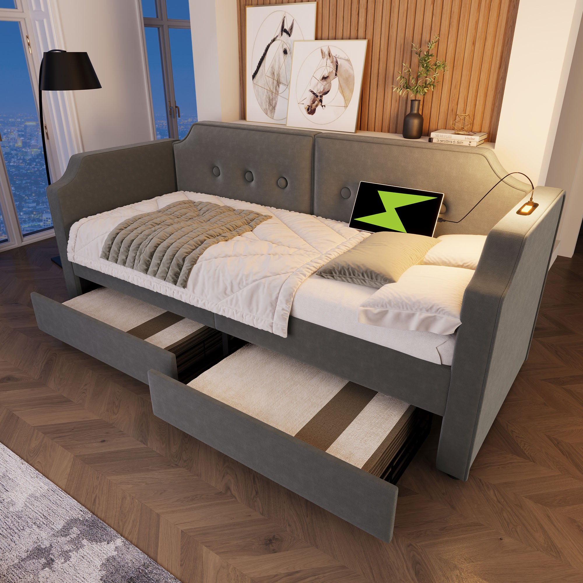 Dolamaní Letto a castello 90 x 200 cm con scala, letto a soppalco 90 x