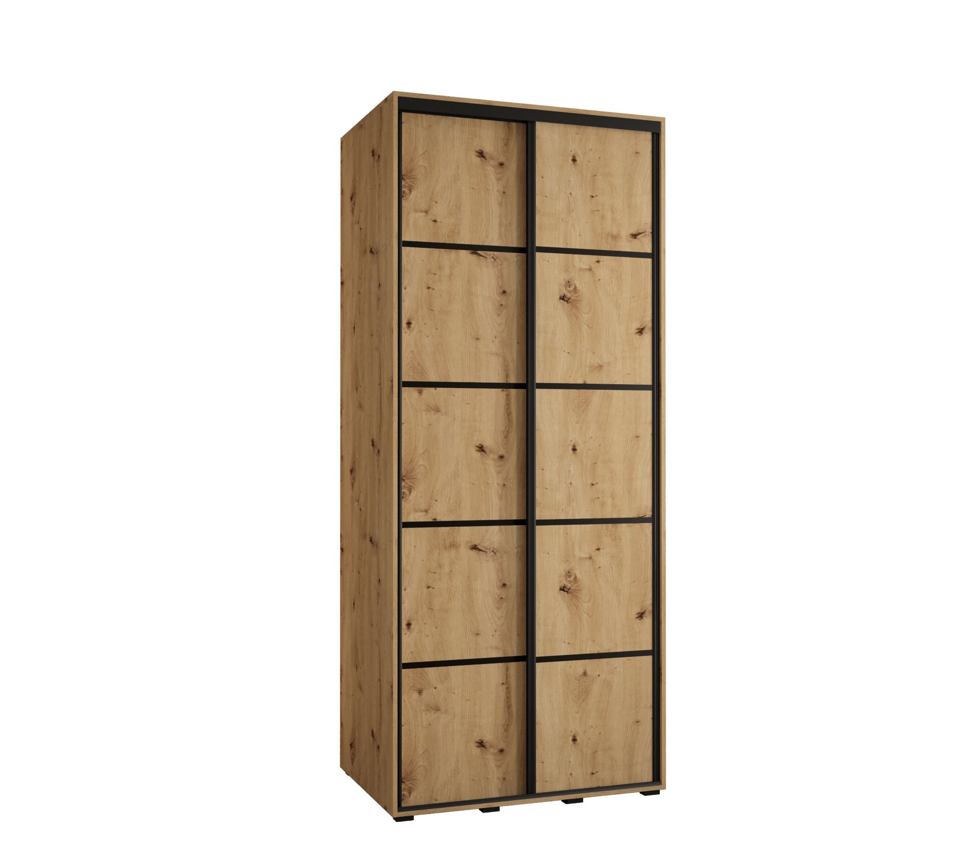 Szafa przesuwna wysoka Davos 4 110 x 60 x 235,2 cm artisan + artisan + u. czarny - Abiks Meble