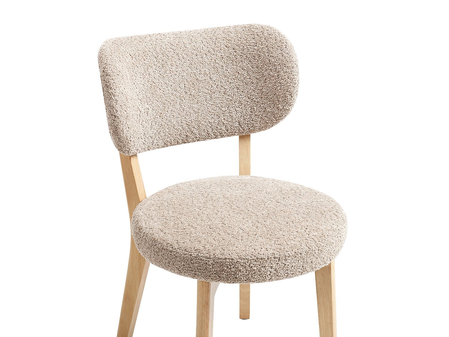 Lot de 2 chaises en tissu bouclette et bois d'hévéa - Taupe - TORIEL - 4