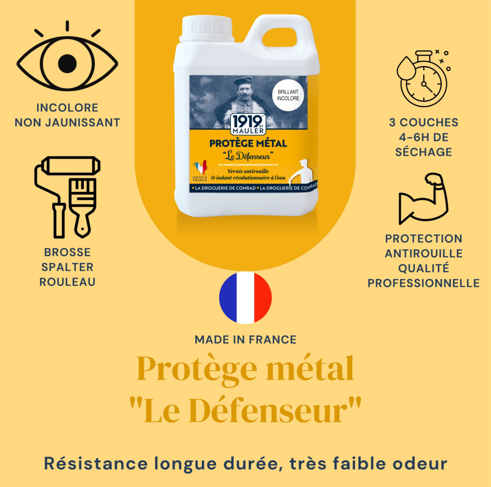 Vernis métal antirouille très faible odeur 0.5L Incolore Brillant 