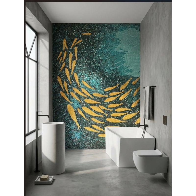 Dekoracyjna Mozaika Artystyczna – Malarstwo Peixes Dourados Fundo Marinho (110x160 cm)