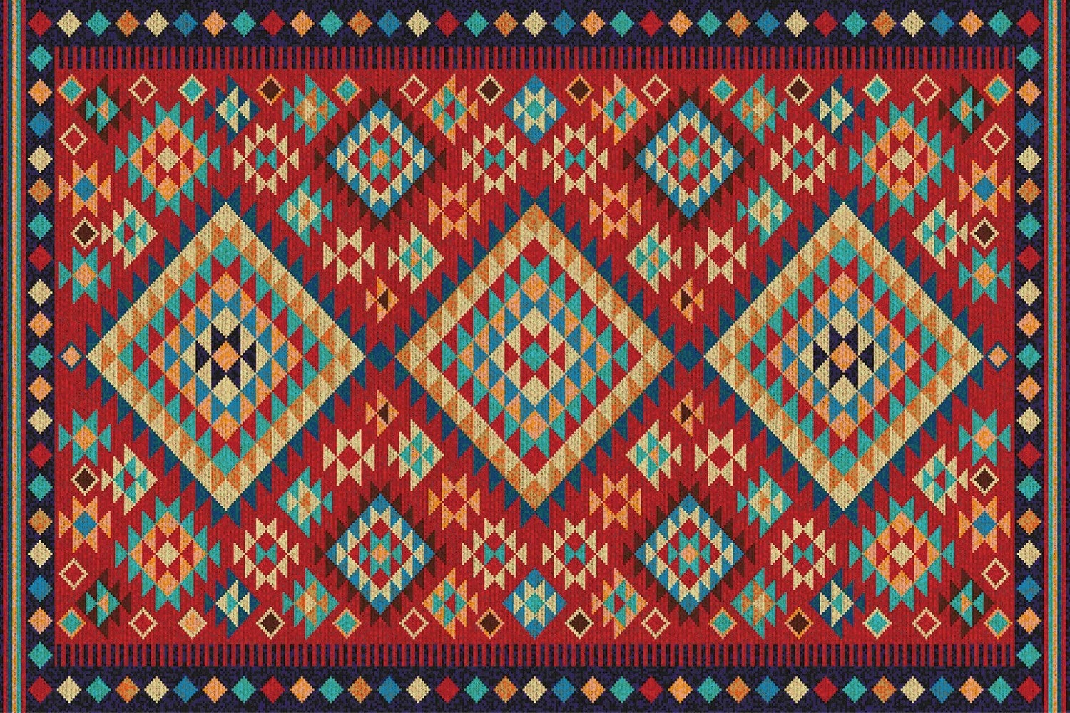 Tapis vinylique extérieur décoratif triangles rétro multicolores style vintage terrasse 100x50 – Tulup - 2