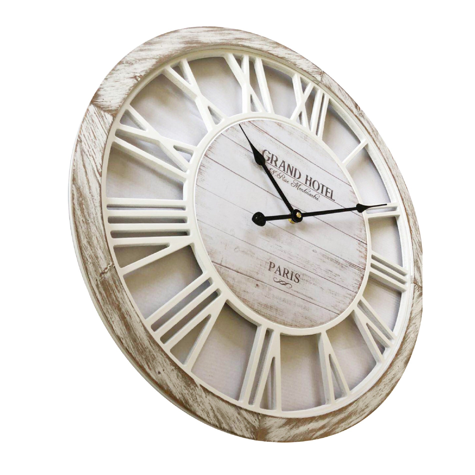 Horloge Mobili Rebecca Salon Horloge Murale Shabby Vintage Bois Blanc 50x50x4,5 - 4