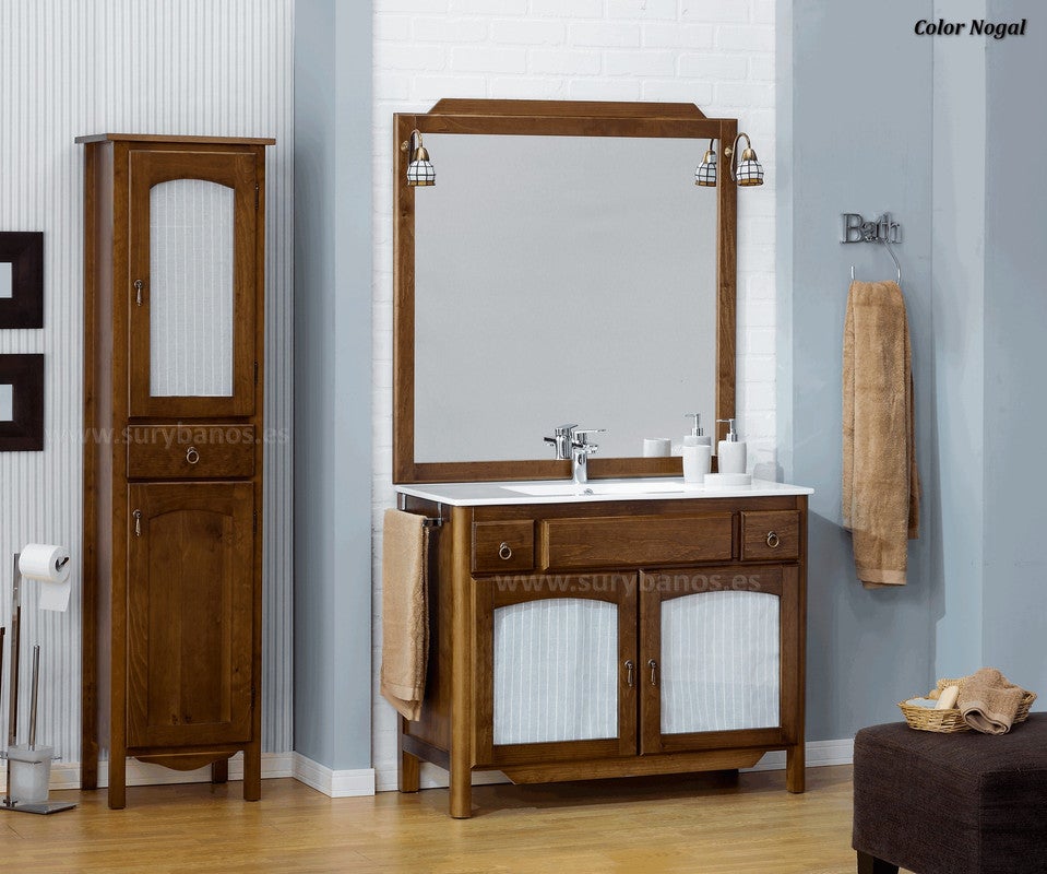 Mueble de baño rústico ronda 100 cm con columna