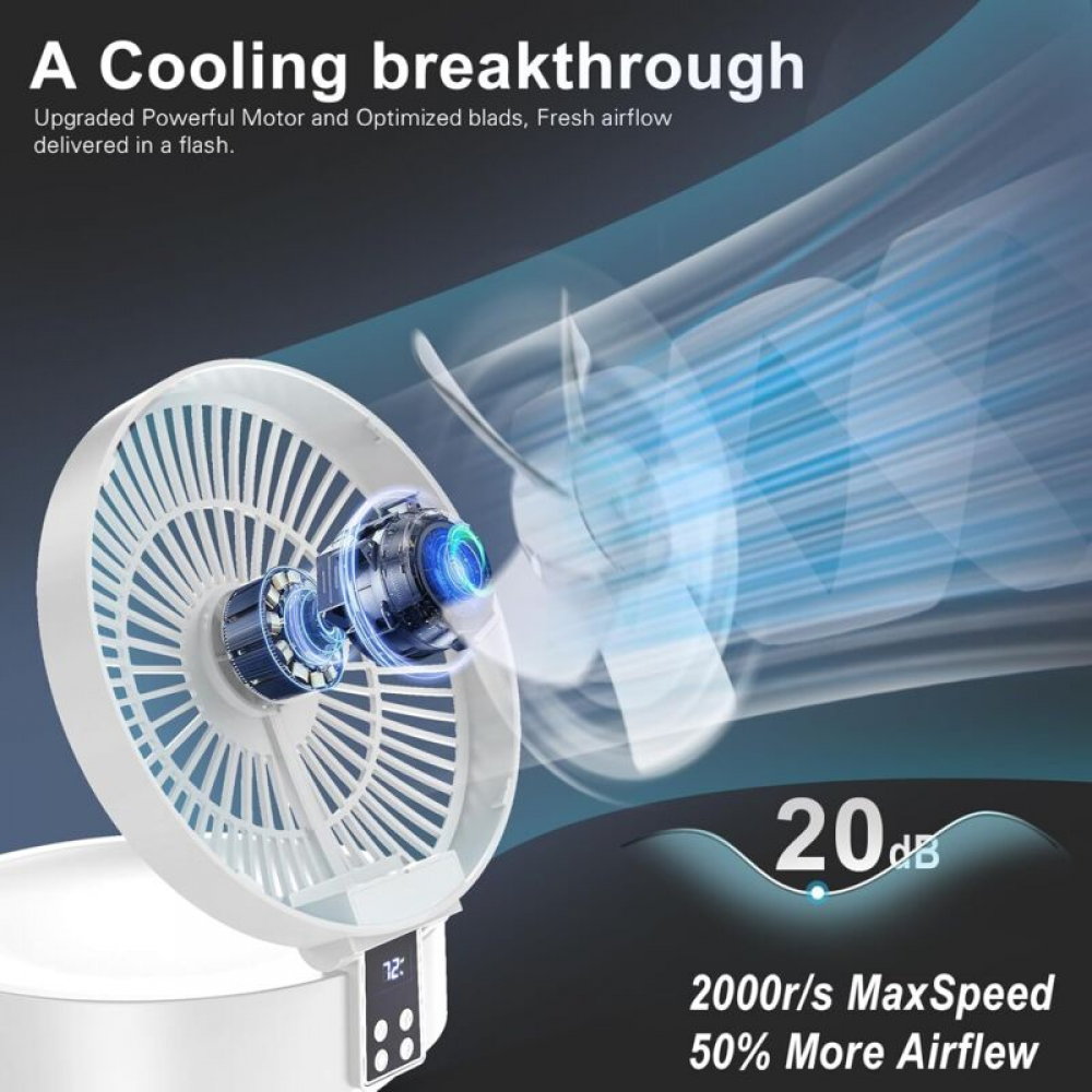 Ventilador silencioso ultra potente, ventilador de mesa portátil, ventilador de mesa USB recarregável, bateria de 1000 mAh, ventilador de mesa giratór - 3
