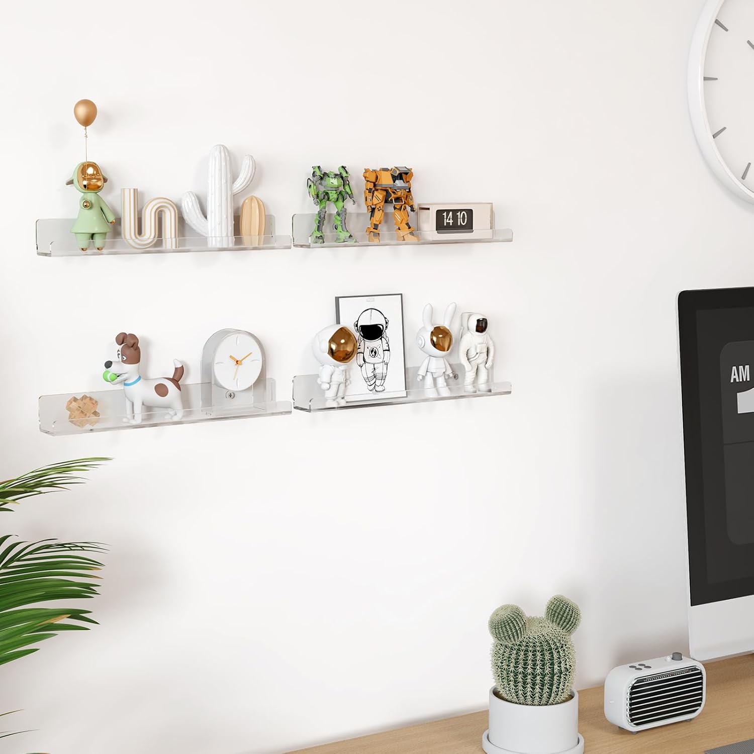 Suporte de parede flutuante para discos de vinil, pacote de 6 unidades, acrílico transparente de 30 cm para fotografias e armazenamento - 6