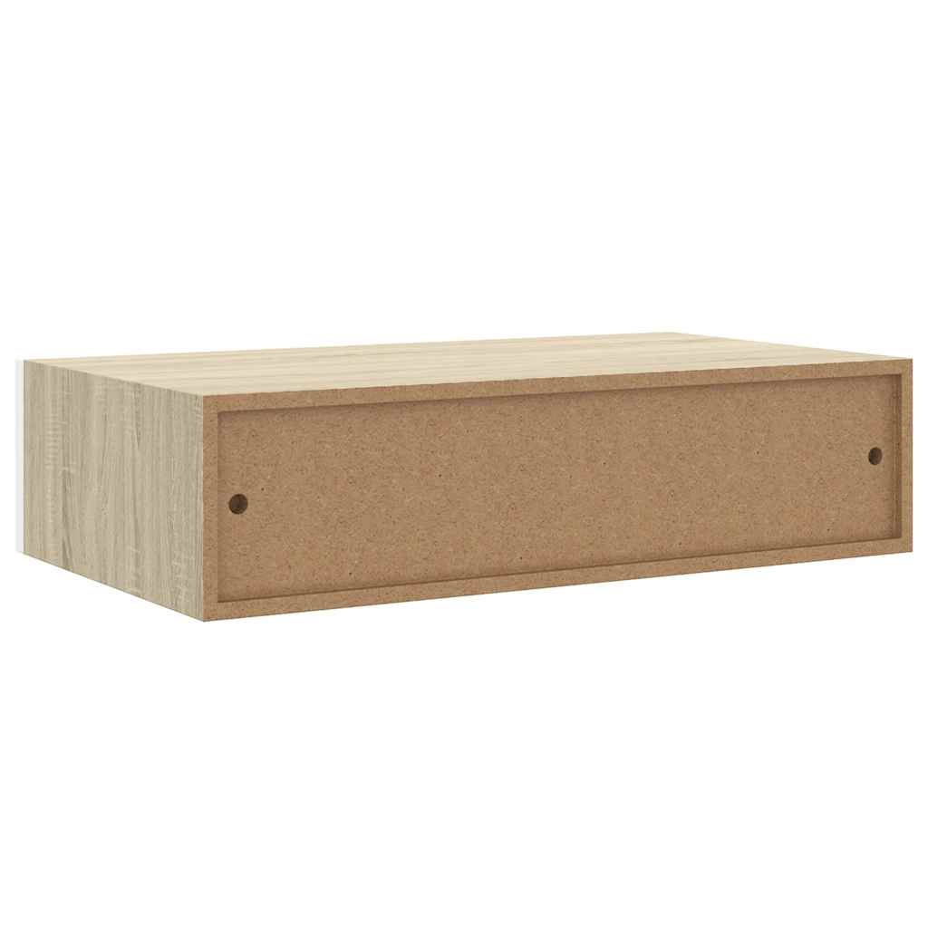 vidaXL Étagères à tiroir murales 2 pcs Chêne et blanc 40x23,5x10cm MDF - 9