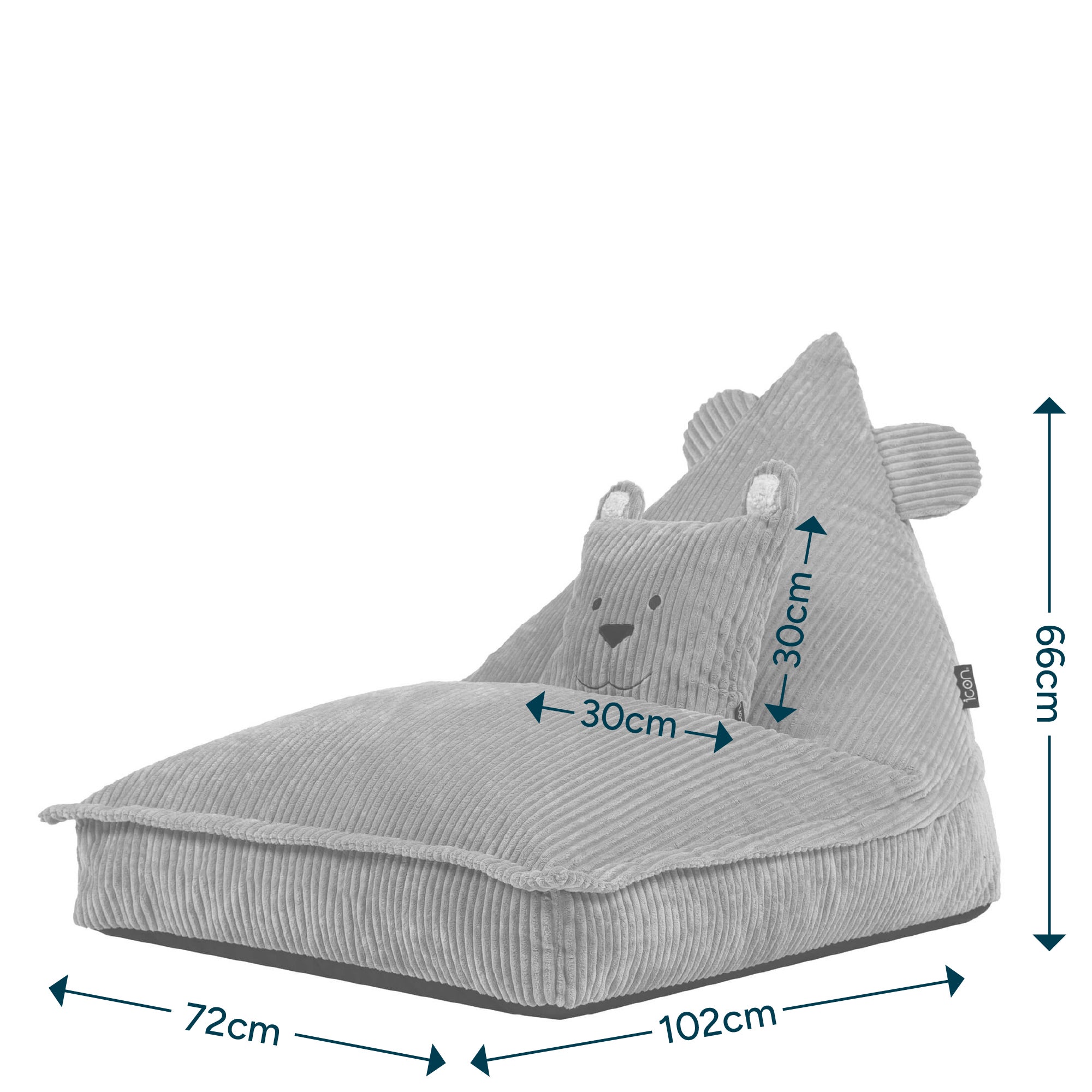 Pouf enfant Icon chauffeuse animal avec coussin, velours côtelé, dinosaure vert, chambre, salon, 102x72cm Oeko-Tex® - 8