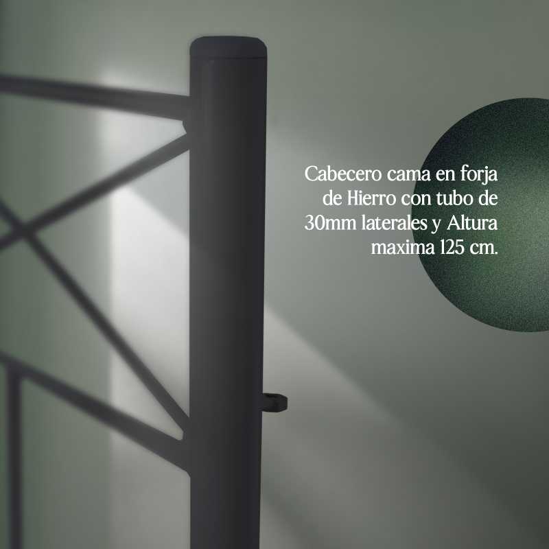 Cabecero Cama de Forja Nova | Resistente | Individual o Matrimonio. (Negro - 135 cm) - 3