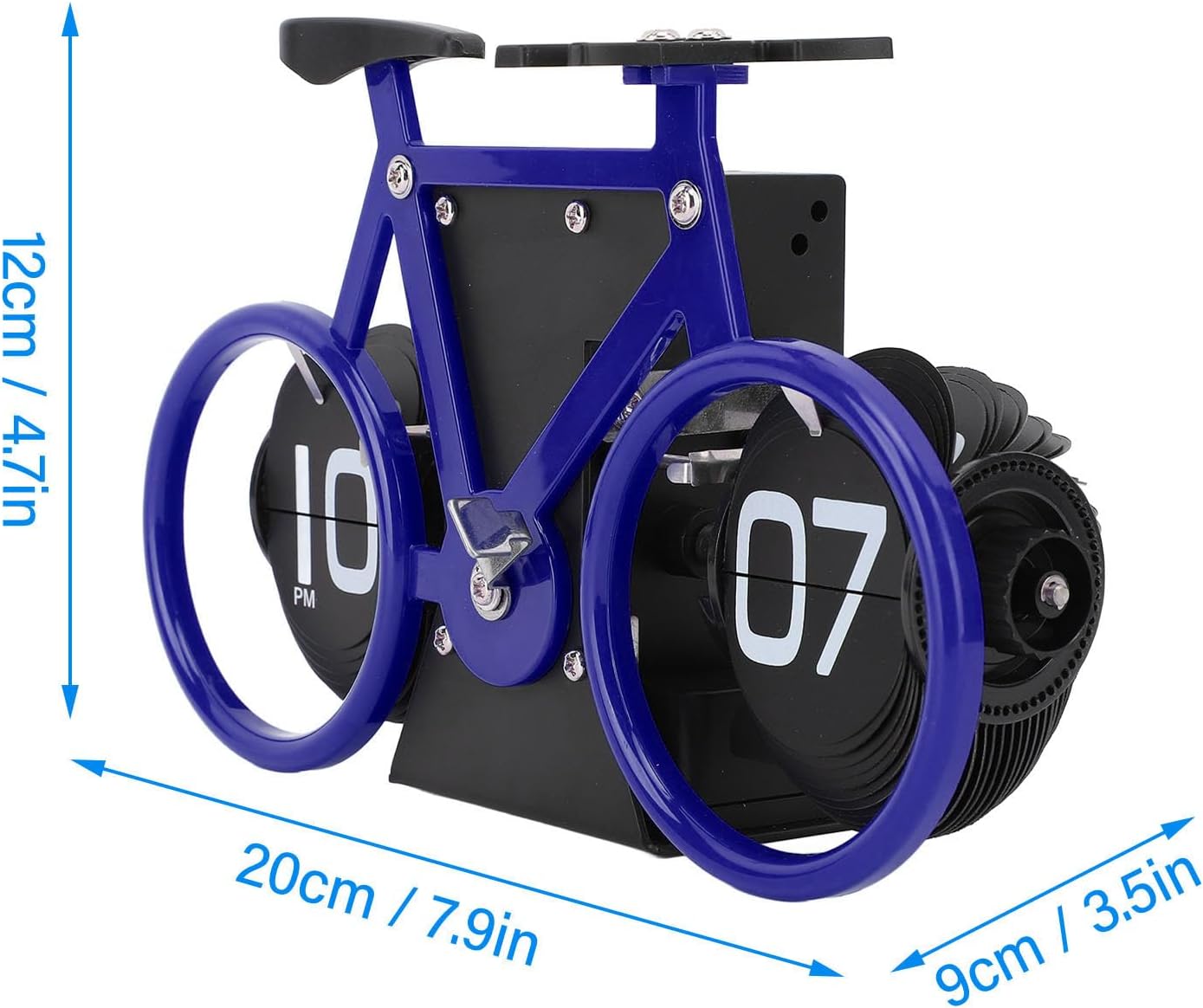Horloge de table en forme de vélo, horloge à rotation automatique des pages, horloge décorative rétro, horloge à rotation simple des pages (bleu) - 4