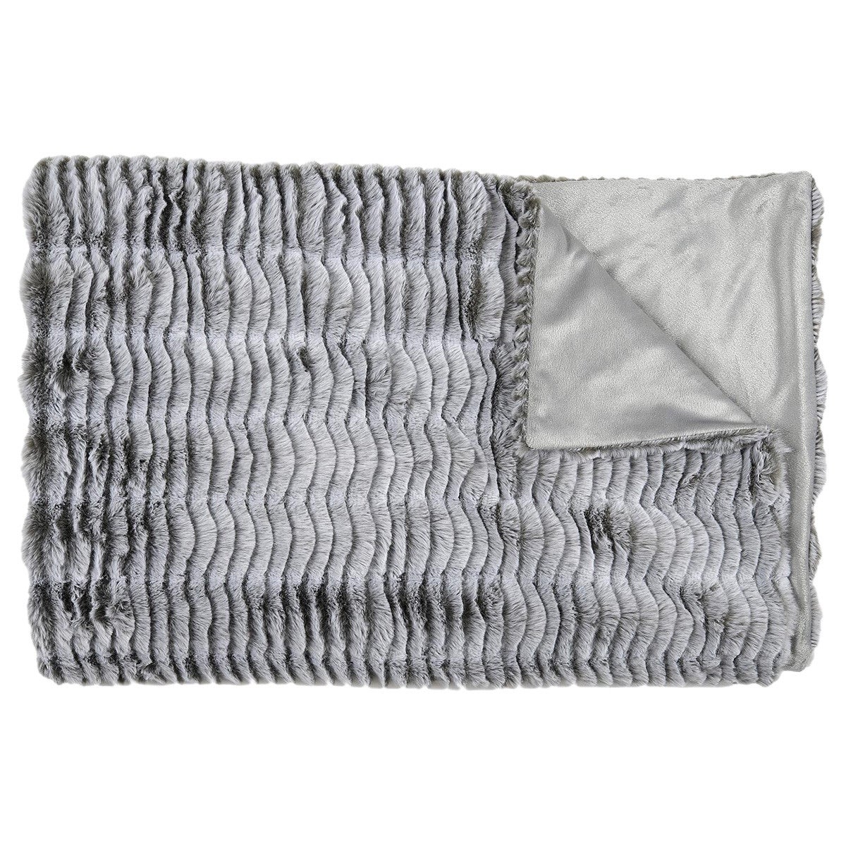 Plaid Ultra Doux 120x150cm Imitation Fourrure Vague Coloris Gris ...
