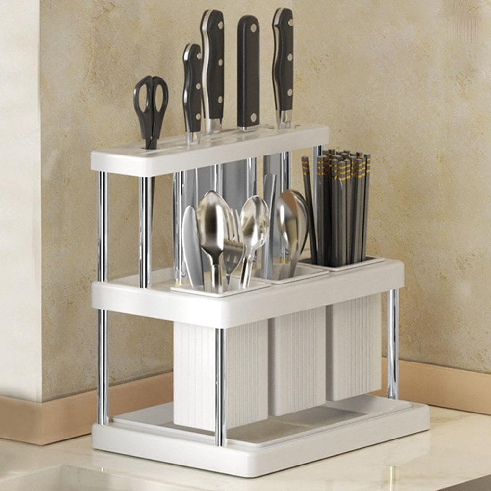 Ruaizel Panier à Ustensiles En Bois 3 Compartiments - Organiseur De Couverts Pour Cuisine, Fourchettes, Cuillères Et Couteaux