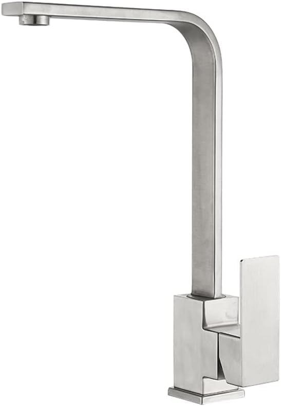 Kwadratowy kran kuchenny z wysoką wylewką - Bateria zlewozmywakowa (szczotkowana)