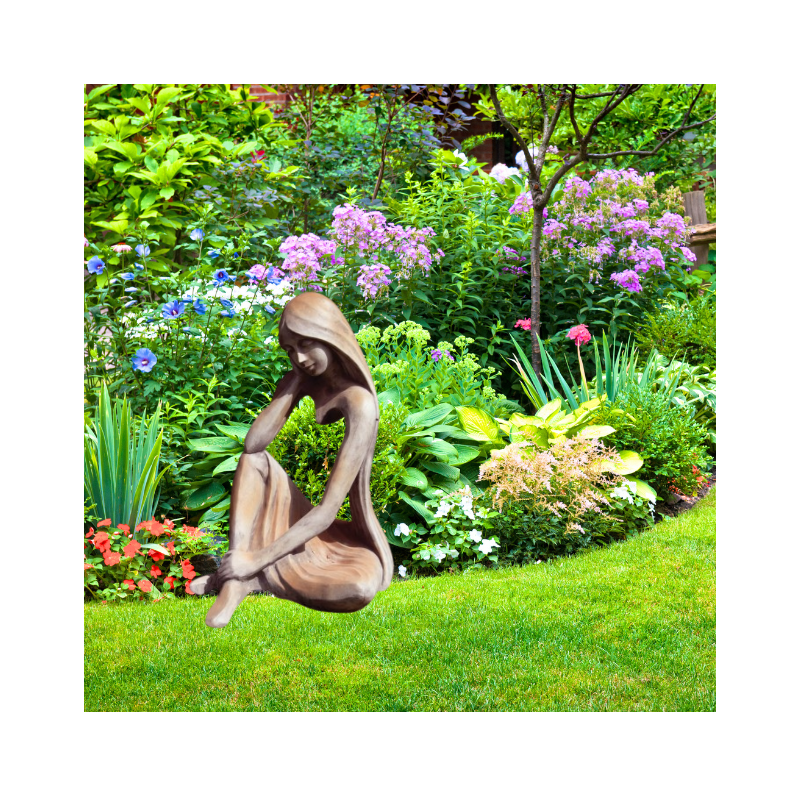 Statue de jardin Iseult effet demi rouille - Rouille 90 cm - 5