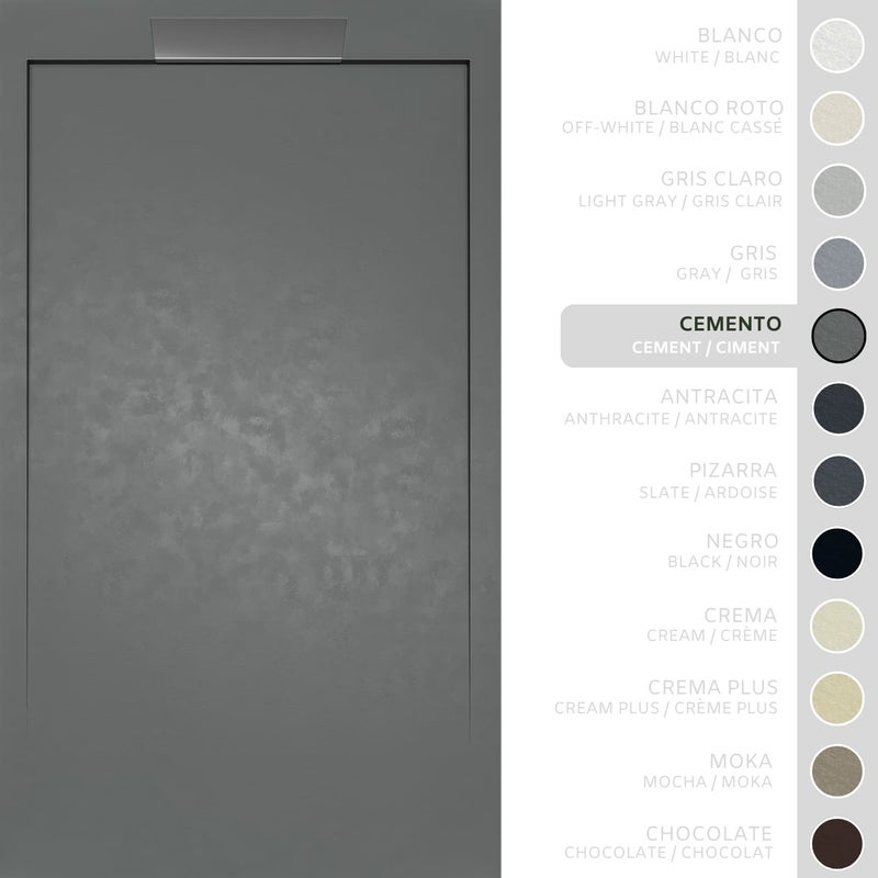 SOULHOME Brodzik prysznicowy– Żywica– Gel Coat– Gładka/Kamienna tekstura – Antypoślizgowy – cementowoszary- 180X70- Niski 3cm– Elegancki