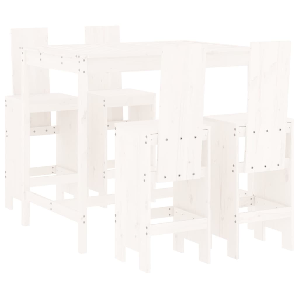 Table Desserte Avec 2 Tabourets – Pin Massif Et Blanc – Comme Neuve