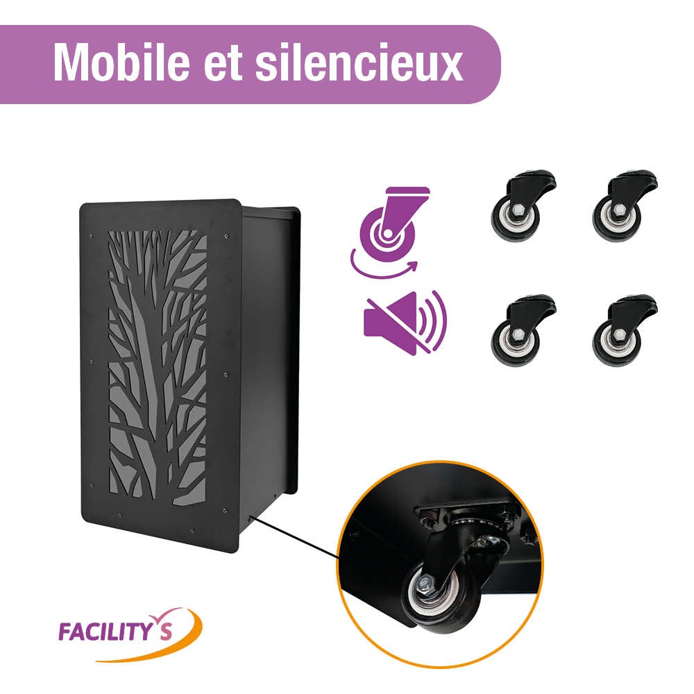 Réservoir à granulés 55 kg noir - 37 x 37 x 69 cm - Acier robuste et tamis intégré - 4