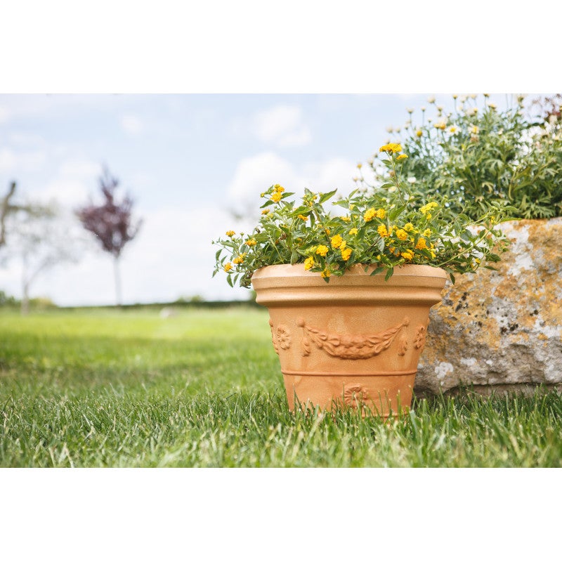 Vase décoratif classique traditionnel Ø60 H50 en polymère de terre cuite résistant pour plantes de jardin et terrasse - Fabriqué en Italie - Monacis - 4