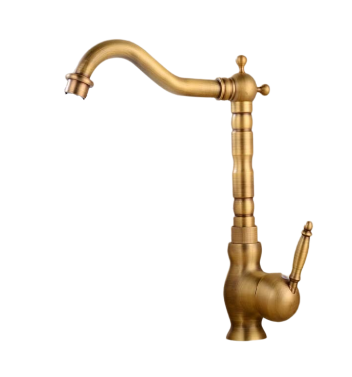 Luksusowa mosiężna bateria kuchenna z długą wylewką i bateria łazienkowa