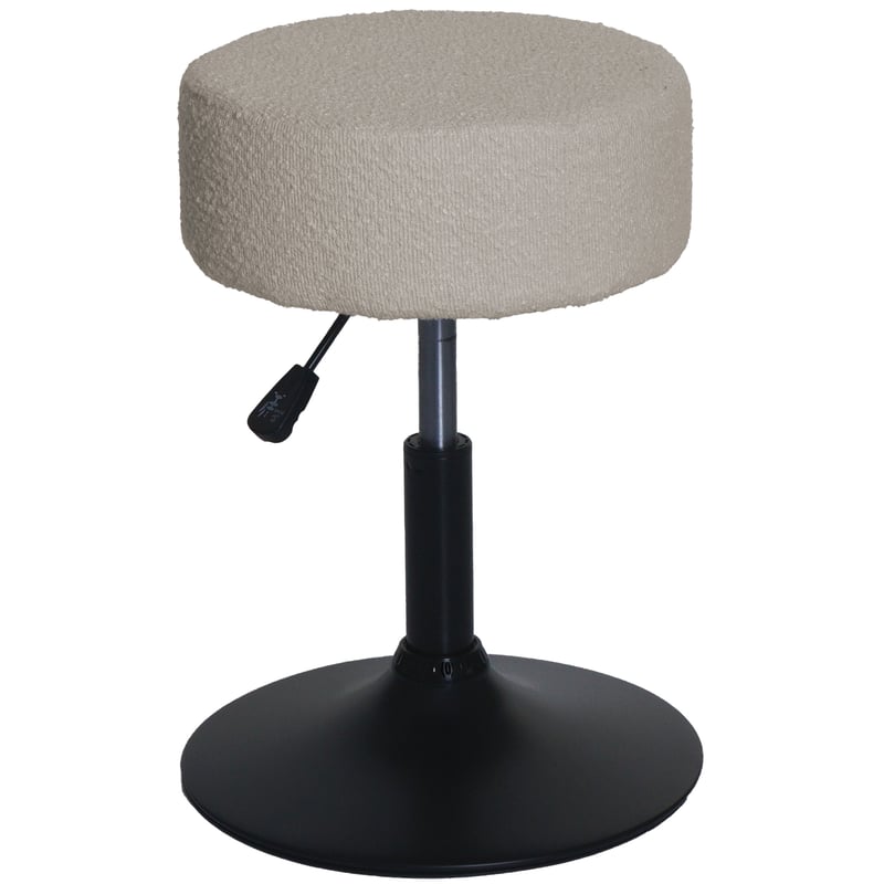 Taboret HWC-C22, taboret do makijażu, z regulacją wysokości, obrotowy Ø 37cm tkanina bouclé (450g/m²) MVG ~ beżowy